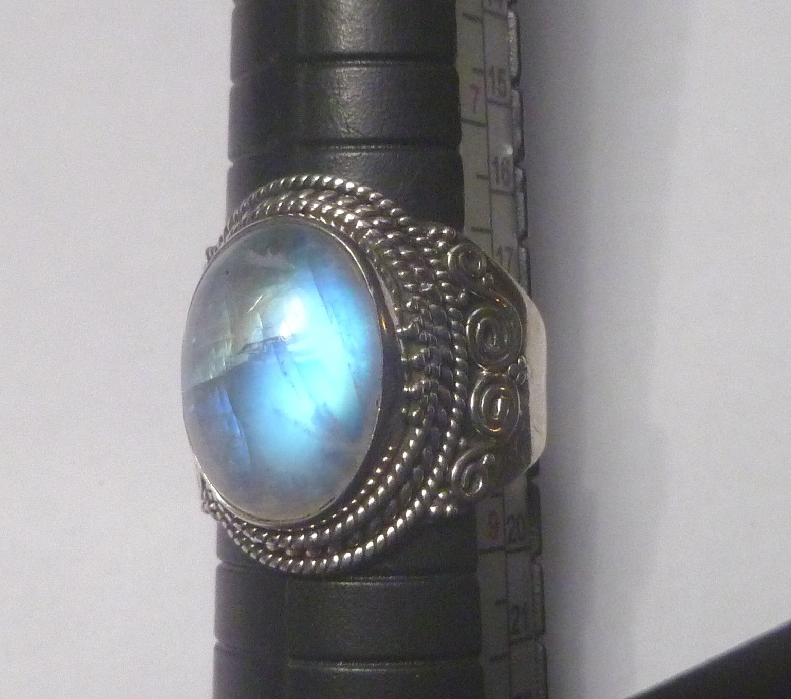 Rainbow Moonstone RING Sterling Silver .925 Size 8