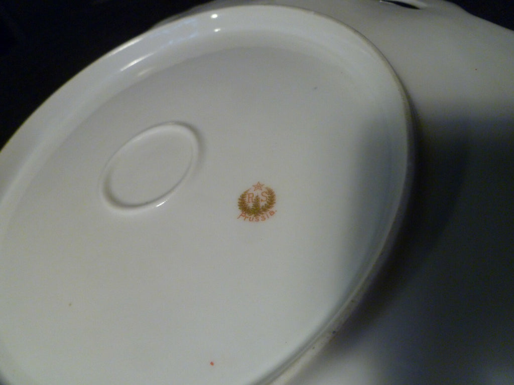 Red Mark Antique RS Prussia Iridescent Roses Gold Serving Cabinet Plate PERFECT