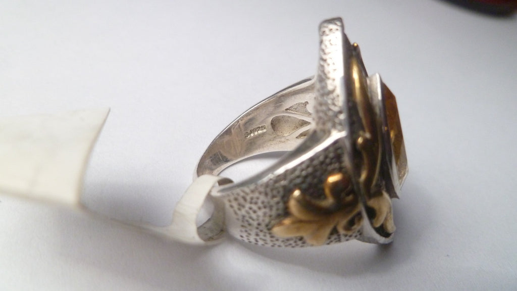 Sky Blue Topaz Ring 925 Sterling Silver10k Gold Sz 7