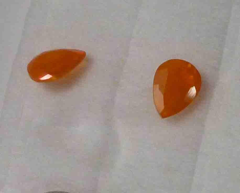 Pair 8x6mm Firey Sunset Opal Gemstone Faceted Ethiopian Ethiopia 1.03cts