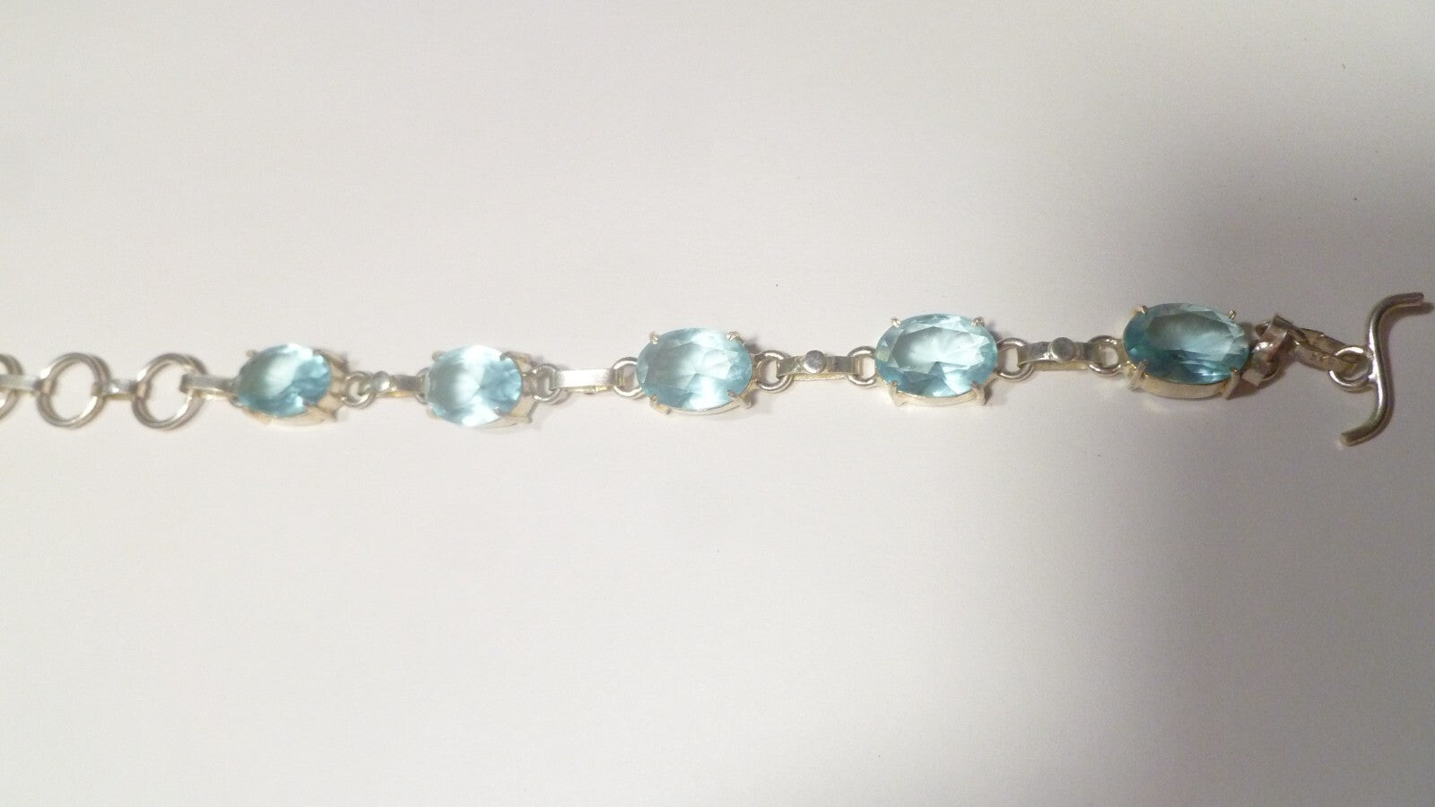 Minimalist BLUE TOPAZ bracelet Sterling Silver 925 7" inside