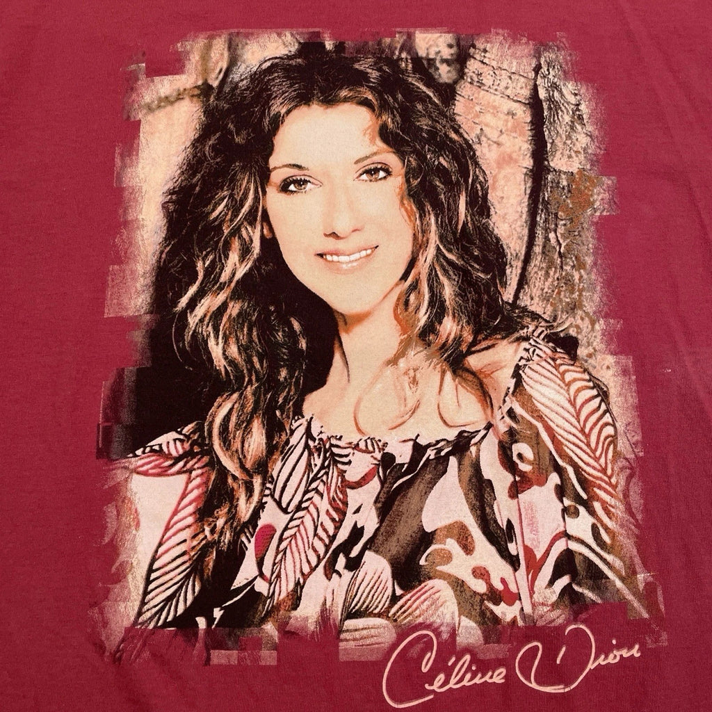 CELINE DION Y2K Official Merchandise Music Tour Portrait Maroon T-Shirt Size L