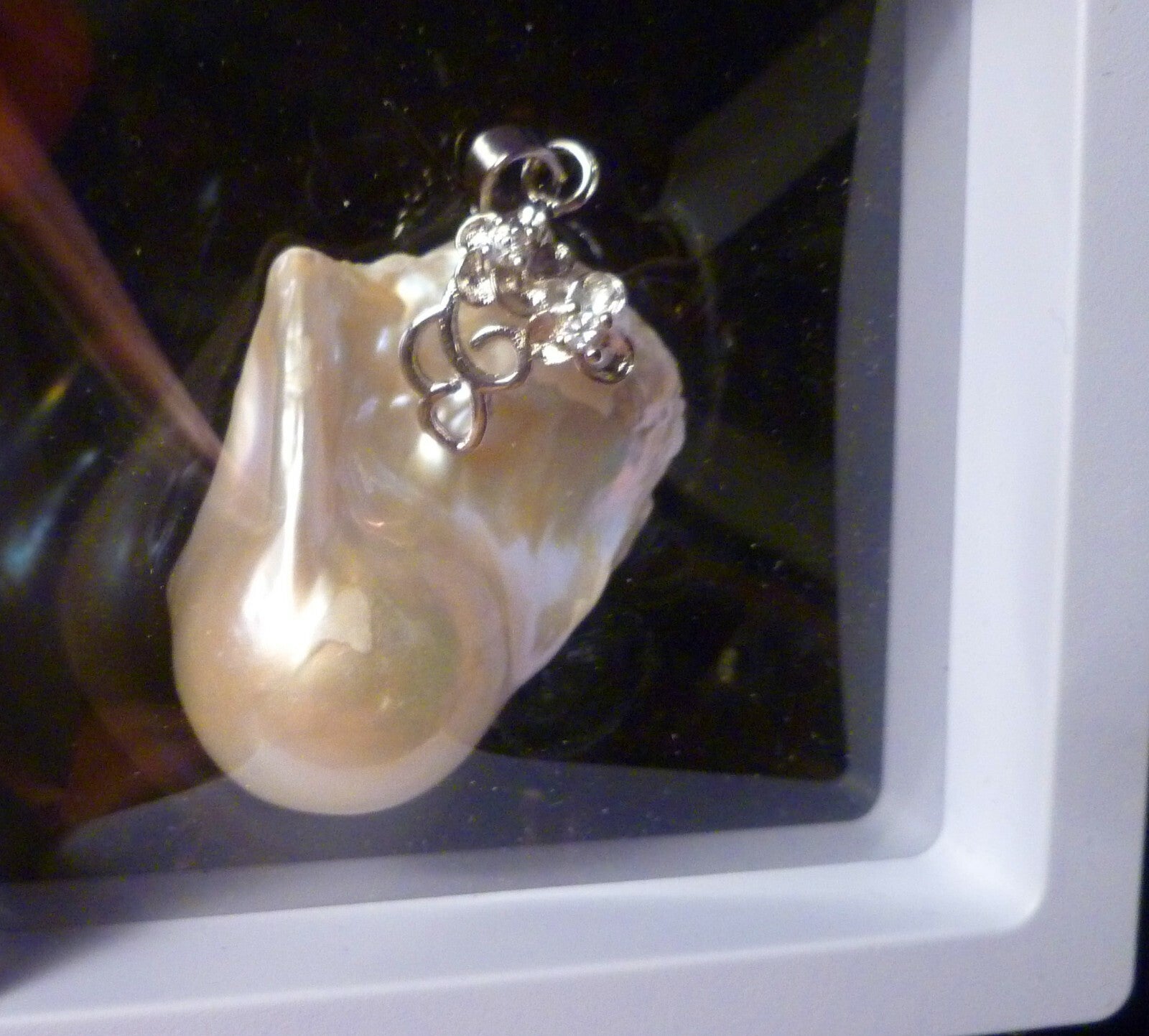 LARGE Metallic White Baroque Cultured Freshwater Pearl Enhancer Sterling Silver