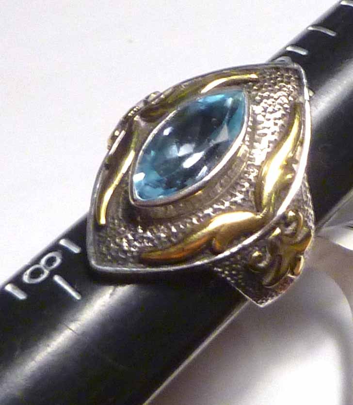 Sky Blue Topaz Ring 925 Sterling Silver10k Gold Sz 7