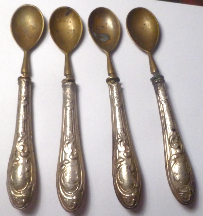 Antique German 800 Silver Spoons Gold Washed 3.8 grams