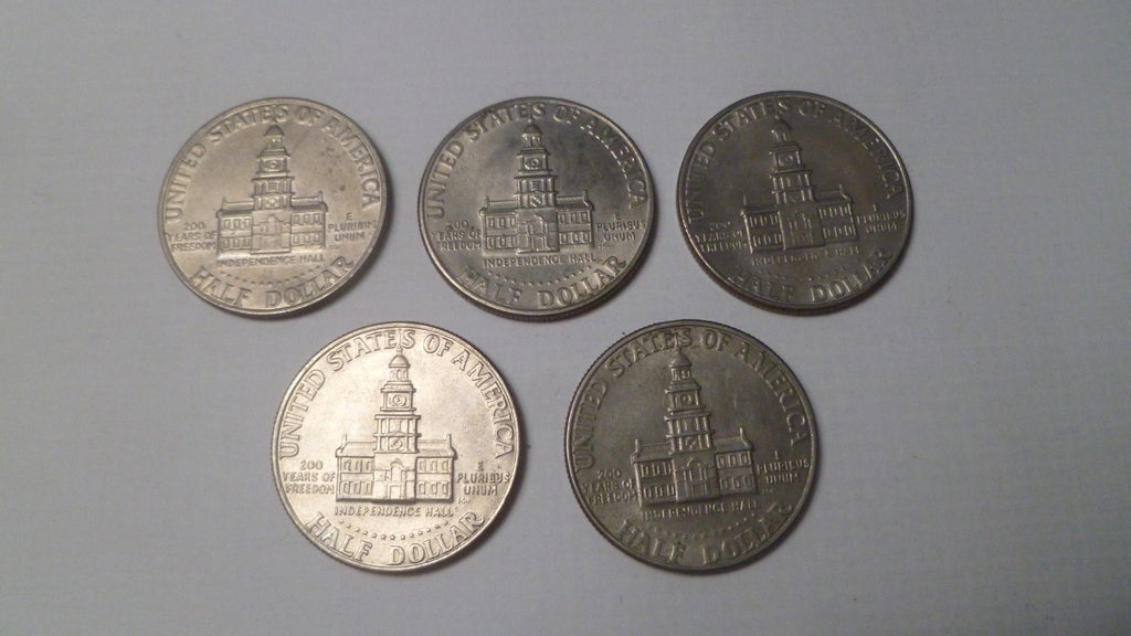 1776 - 1976  Bicentennial  Half  Kennedy  Dollar  (5 - Coin  Lot) historical