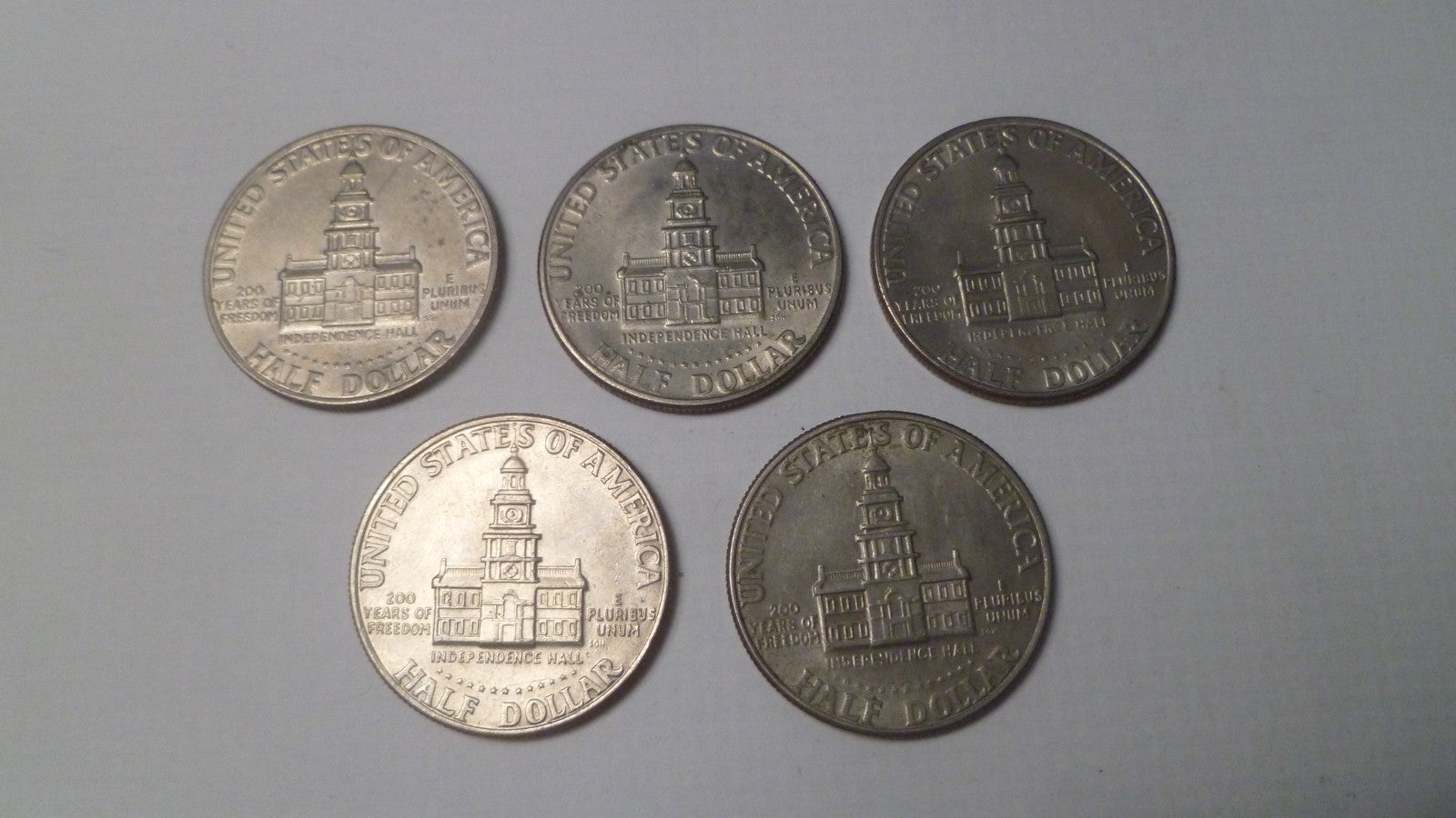 1776 - 1976  Bicentennial  Half  Kennedy  Dollar  (5 - Coin  Lot) historical