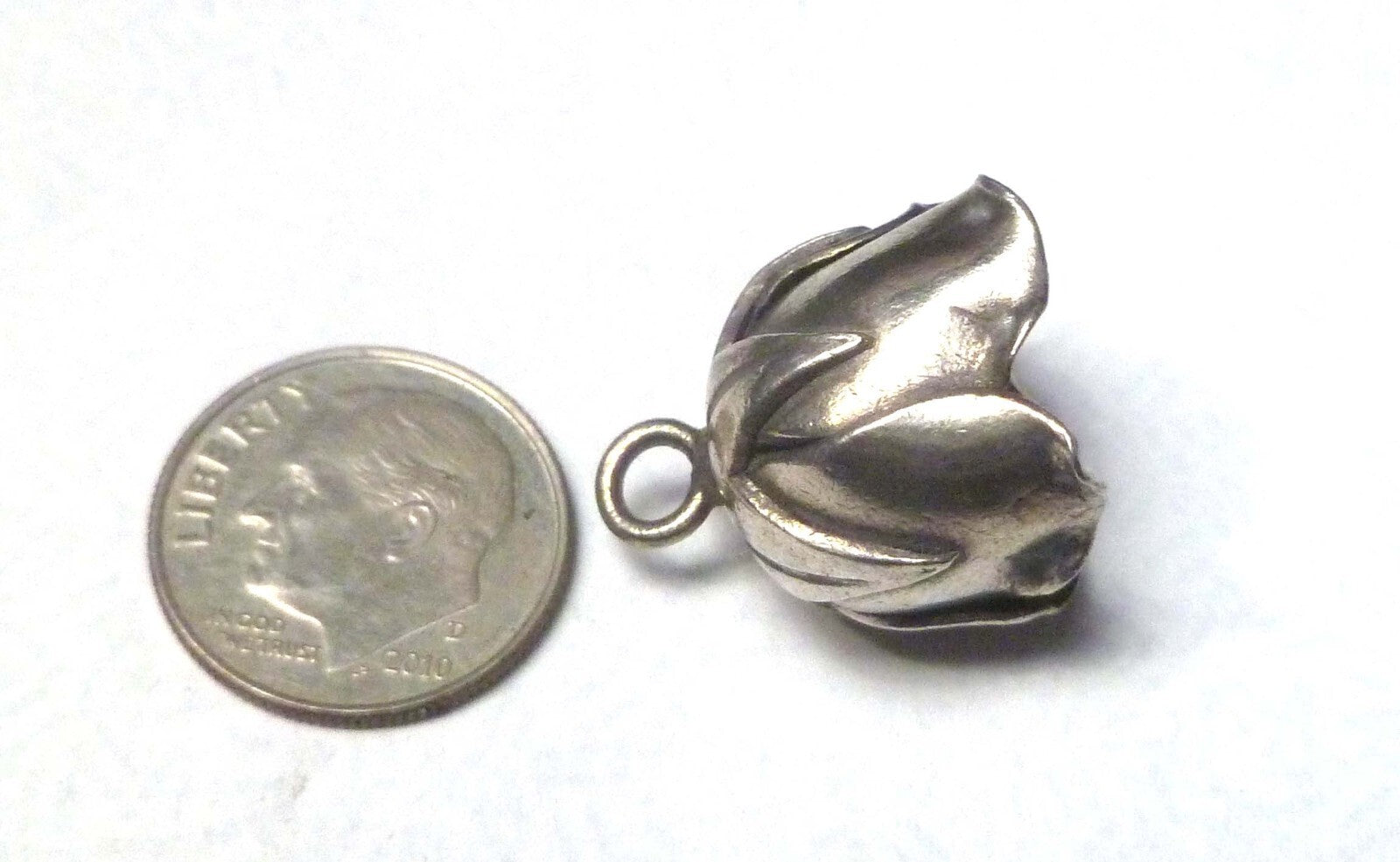 Sterling Silver ROSE Bead Charm Solid Silver 10.2 grams