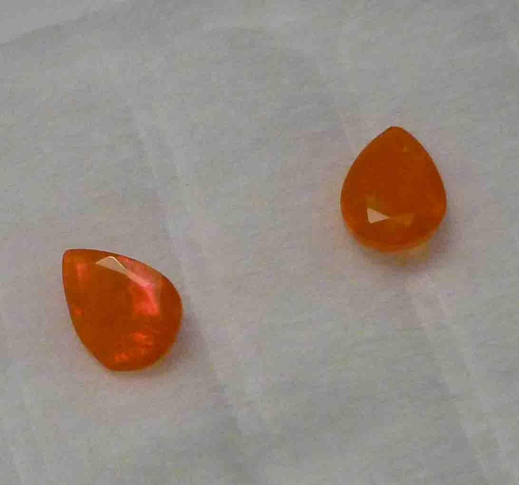 Pair 8x6mm Firey Sunset Opal Gemstone Faceted Ethiopian Ethiopia 1.03cts