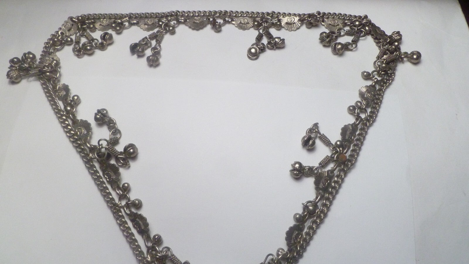 VINTAGE GYPSY HIPPIE BELLY DANCER CIRCLE BALL BEADED TASSEL 30" CHAIN BELT!