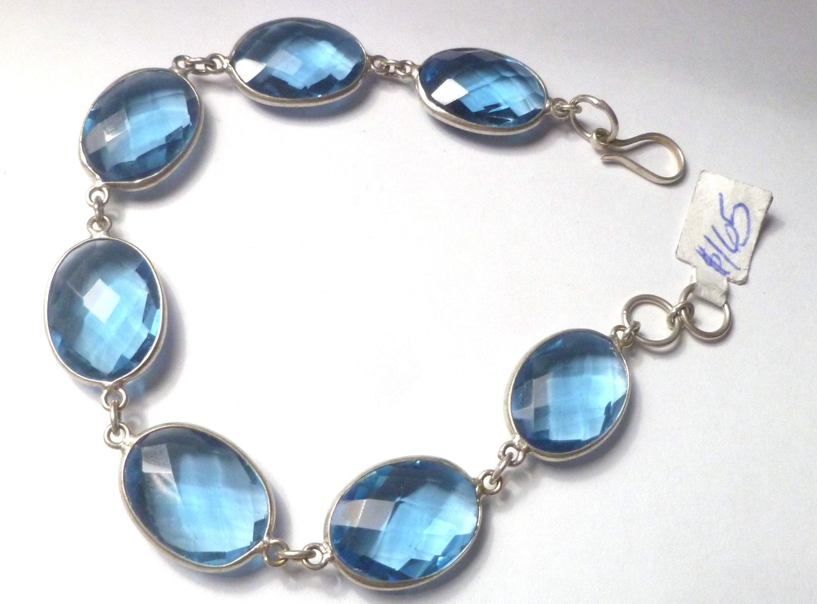Minimalist BLUE TOPAZ bracelet Sterling Silver 925 8" Was $165