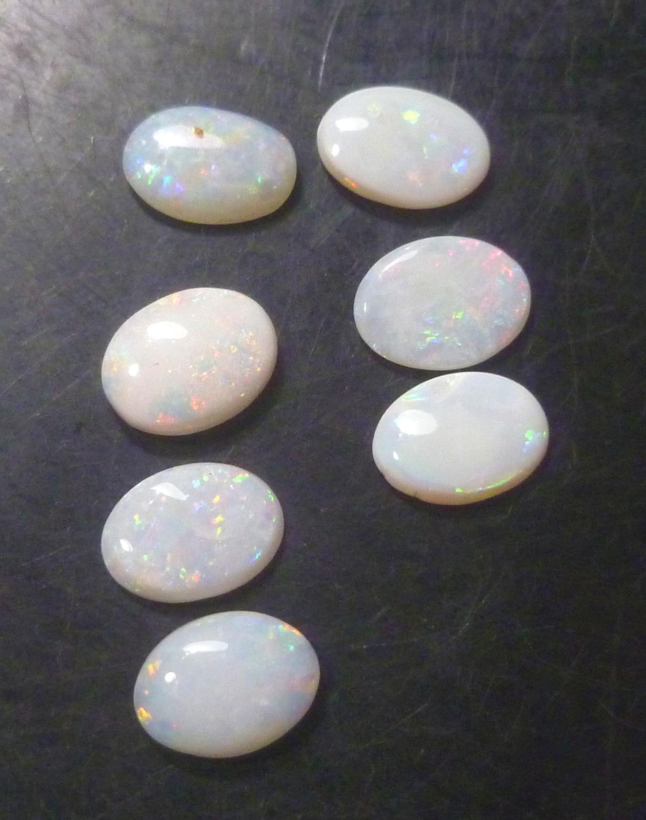 6x8 Lot of 7 Polished Australian White Opal Cabochons