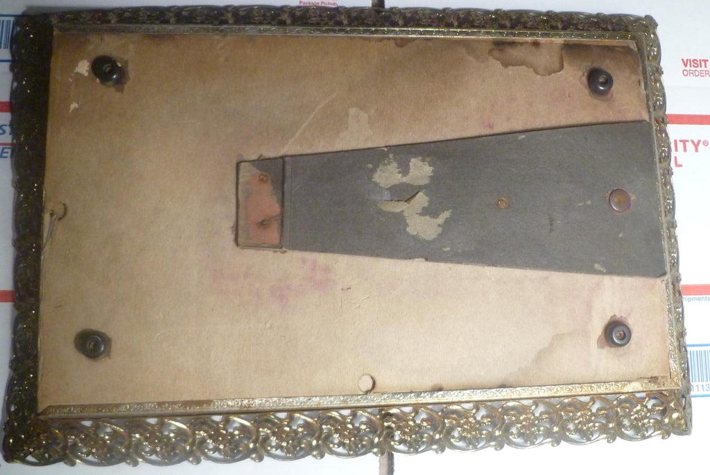 Vintage Ornate Frame Mirrored Dresser Vanity Tray 15"x10
