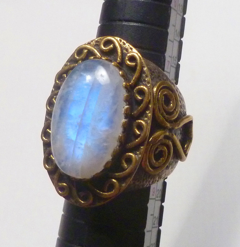Rainbow Moonstone RING Sterling Silver .925 Heavy 22g Size 8