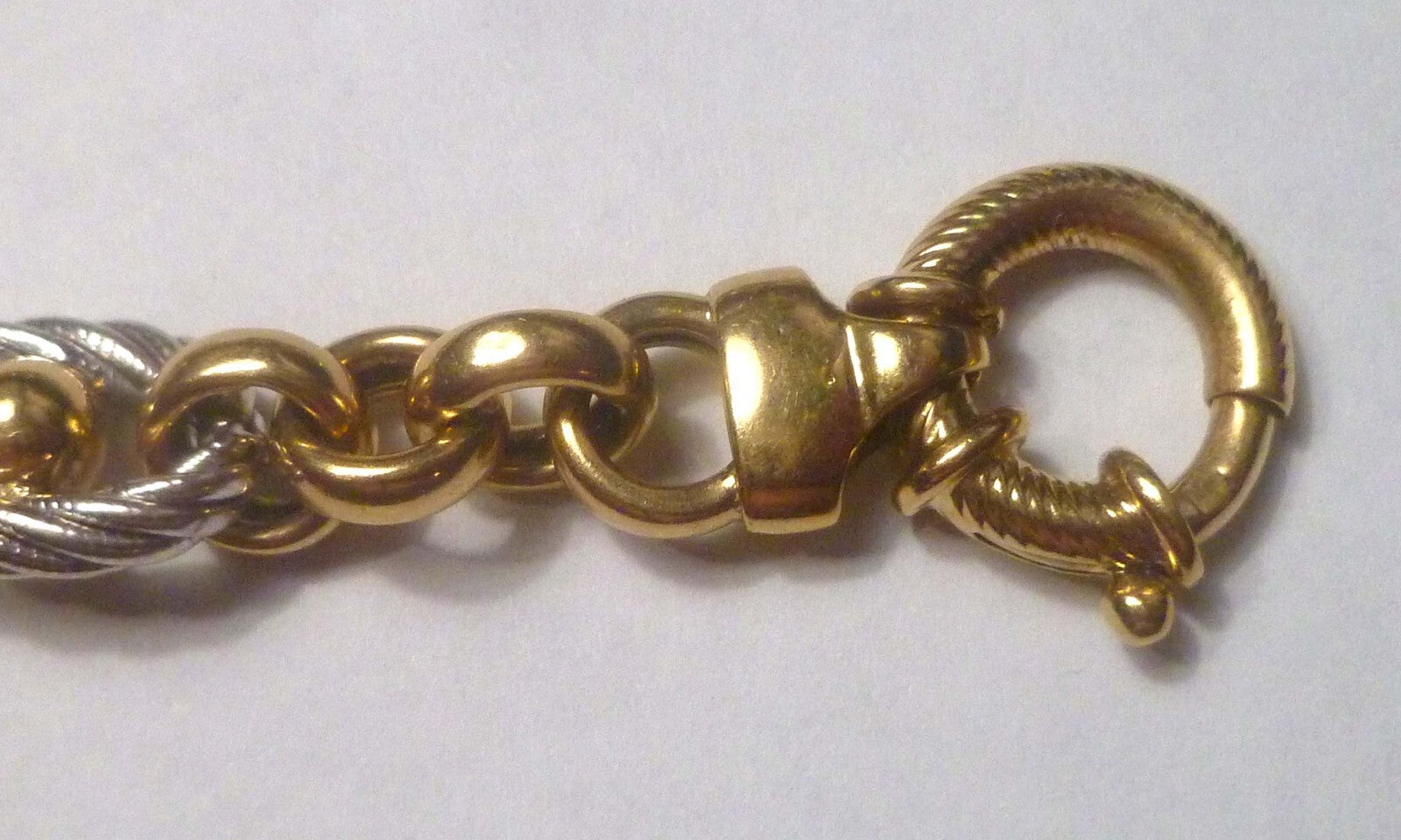 14k Yellow and White Gold Statement Bling Bracelet 22.37 grams 7.5" 16mm