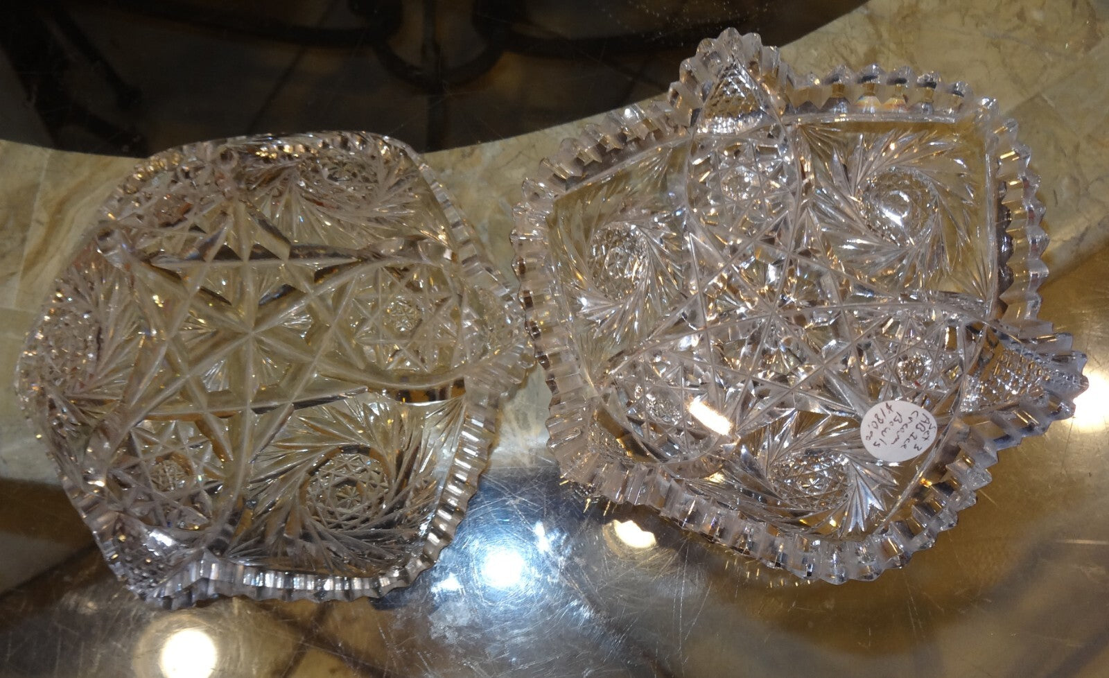 Pair of 6" American Brilliant ABP Cut Glass Antique Bowls