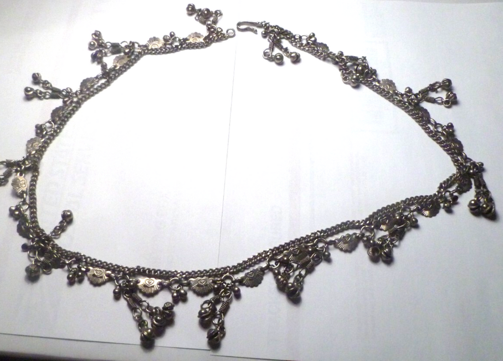 VINTAGE GYPSY HIPPIE BELLY DANCER CIRCLE BALL BEADED TASSEL 30" CHAIN BELT!