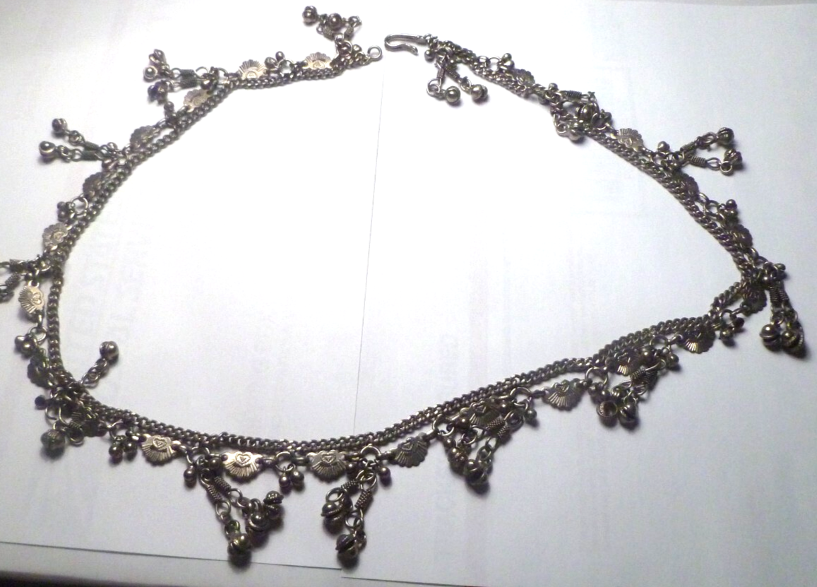 VINTAGE GYPSY HIPPIE BELLY DANCER CIRCLE BALL BEADED TASSEL 30" CHAIN BELT!