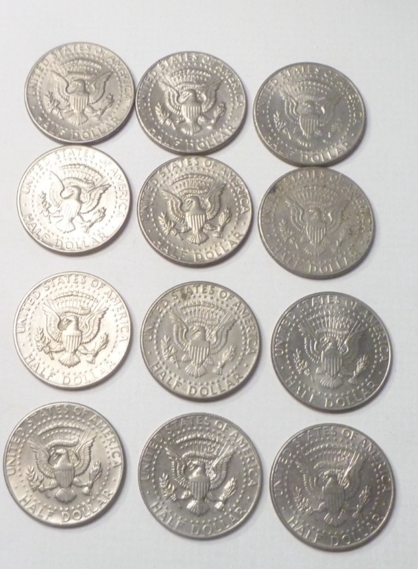HALF DOLLAR COINS KENNEDY 1977 - 1995 LOT OF 12