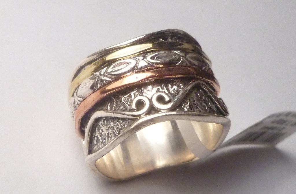 15mm wide Band Spinner Ring 925 Sterling Silver s9