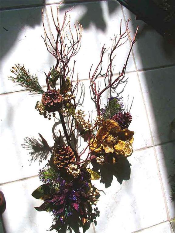 MANZANITA BRANCH Centerpiece, or Wreath Purple Poinsettia Bling! ~Christmas OOAK