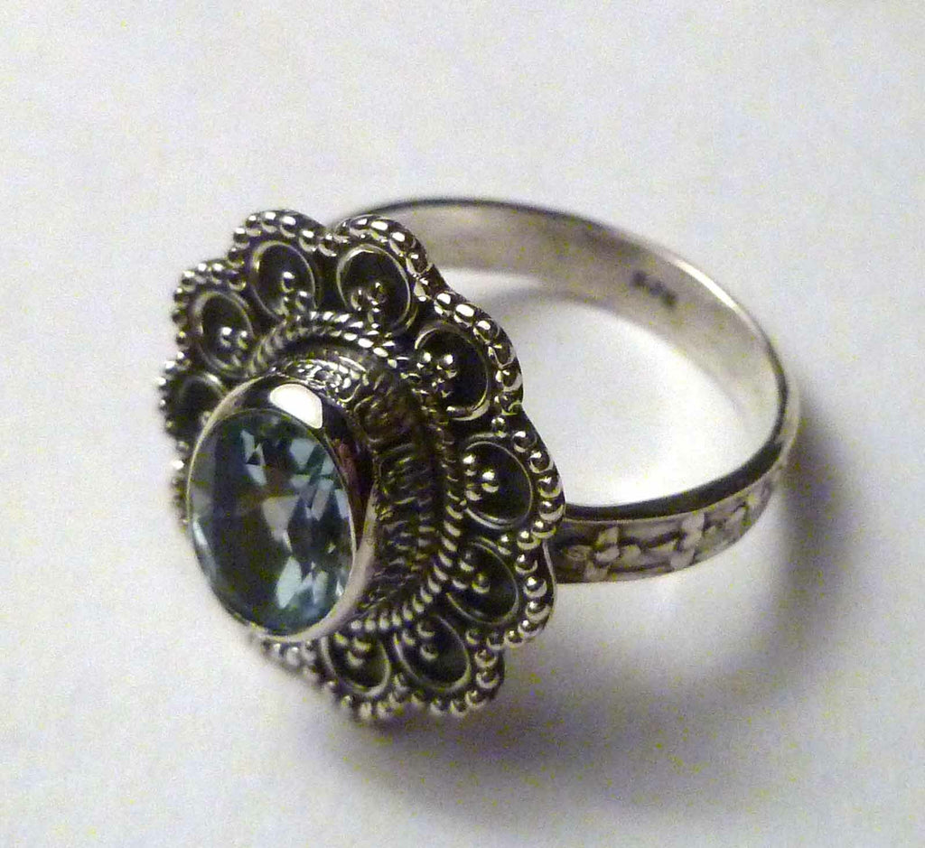 1.79 Ct Oval Sky Blue Topaz 925 Sterling Silver Ring Size 8