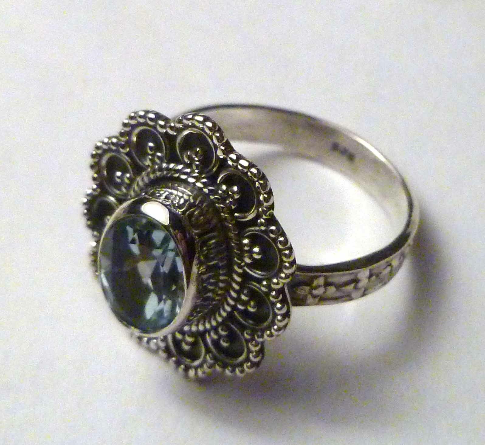 1.79 Ct Oval Sky Blue Topaz 925 Sterling Silver Ring Size 8