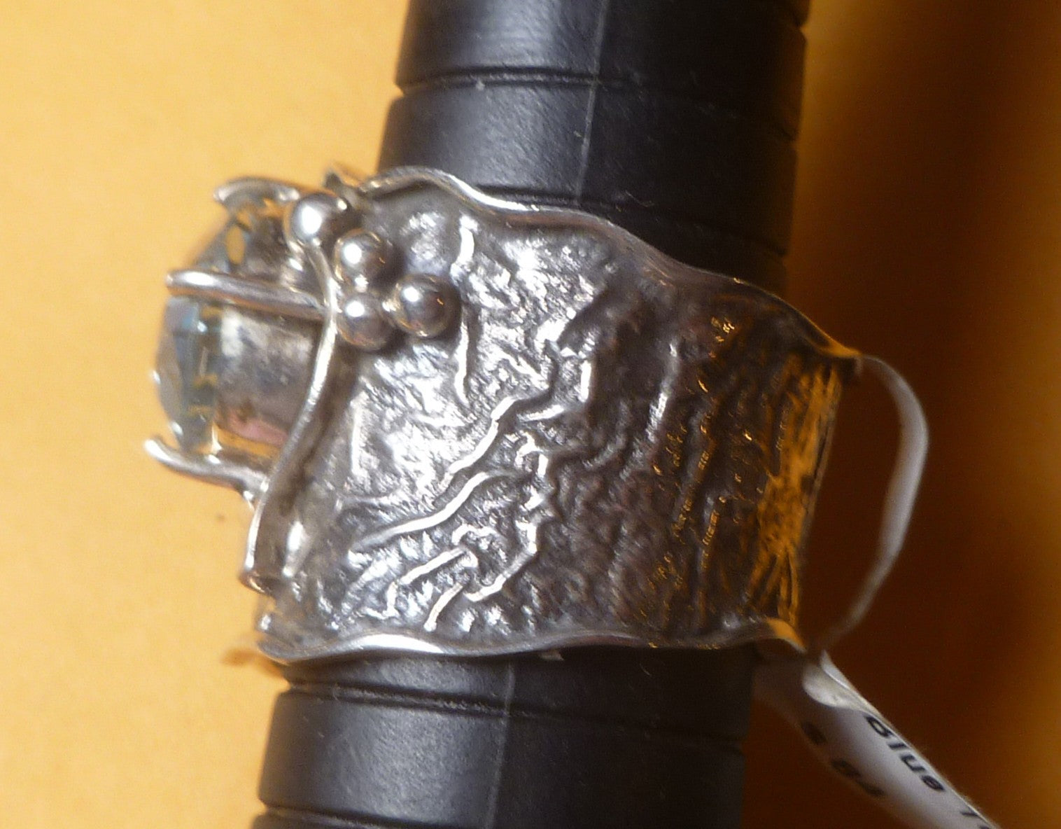 Blue Topaz RING Sterling Silver .925 Textured Design Size 9
