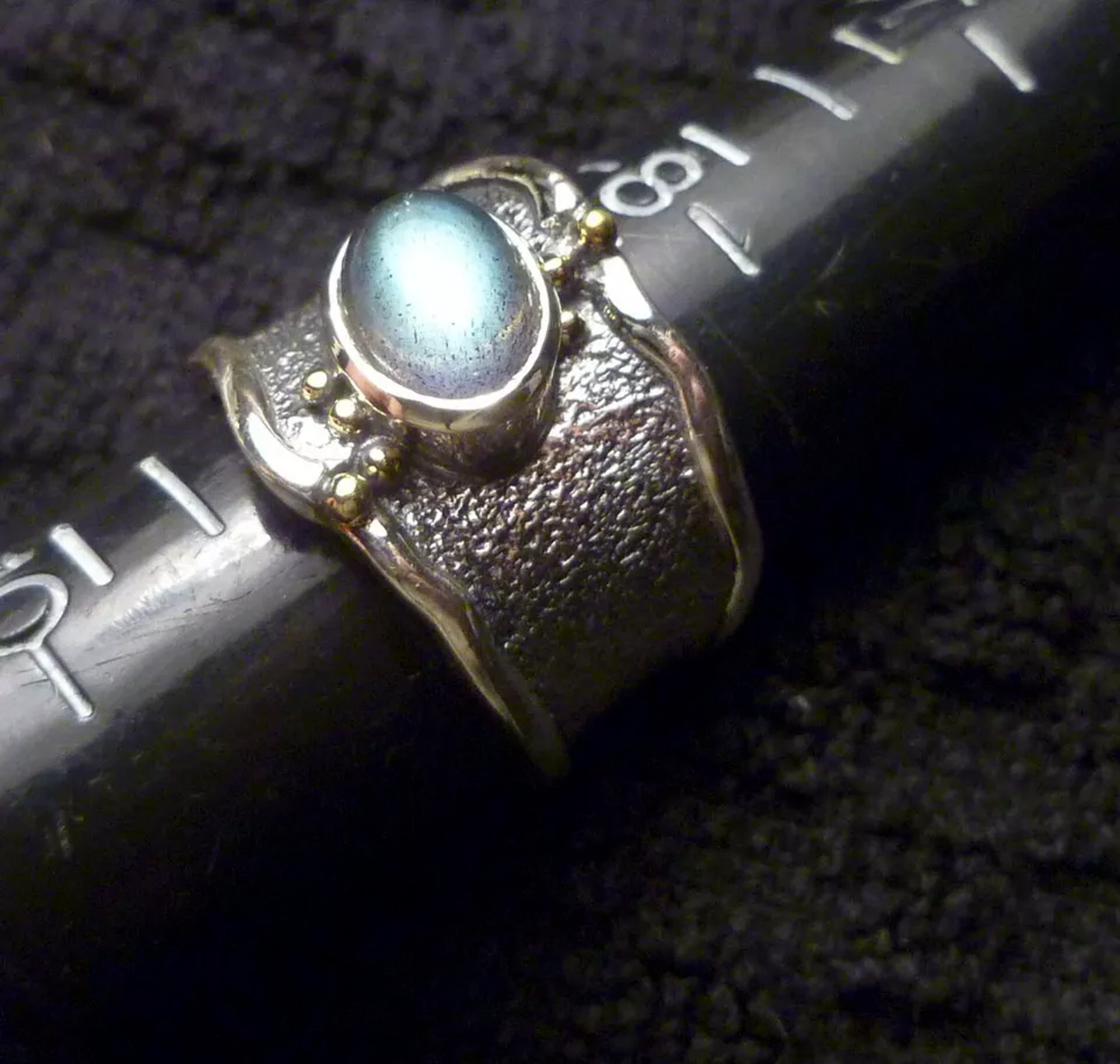 LABRADORITE RING Sterling Silver .925 & Rhodium No Tarnish! Size 9