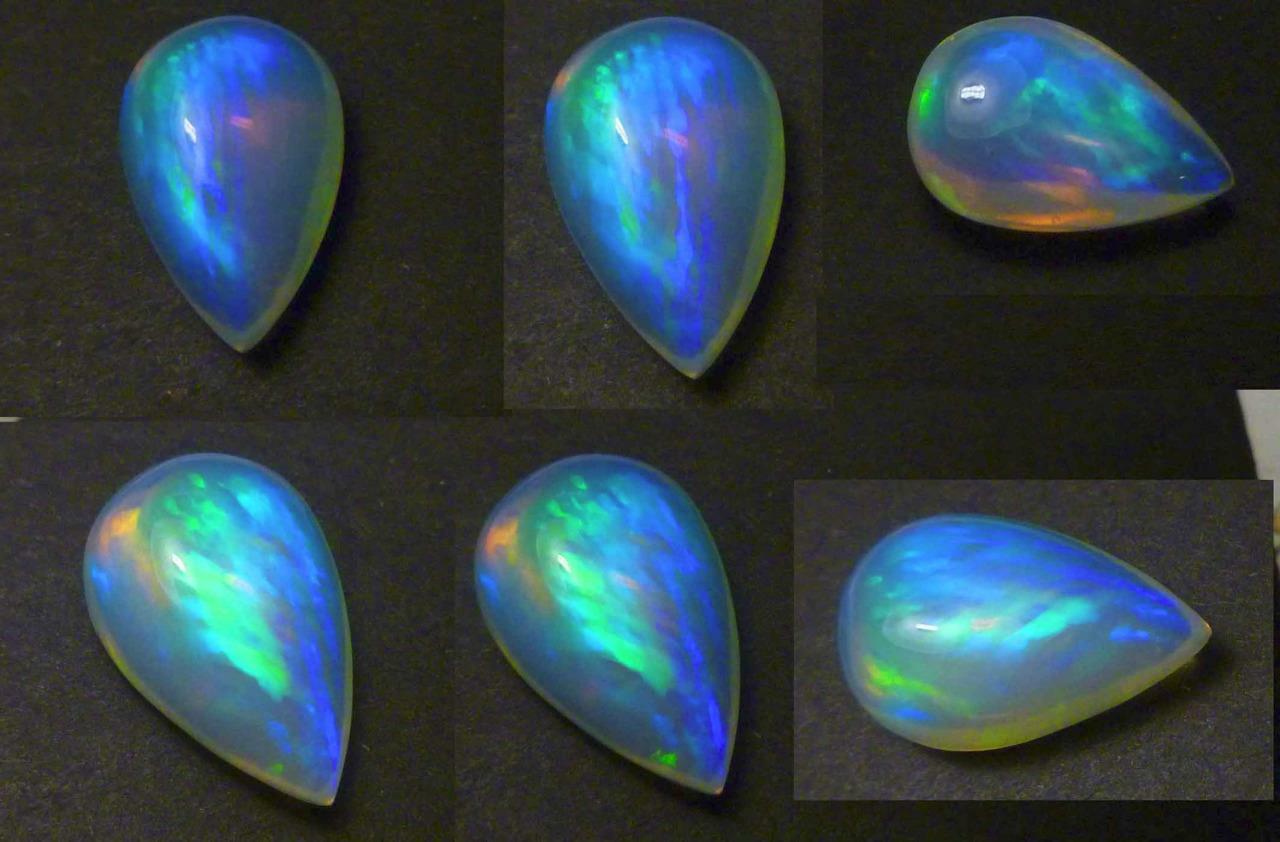 AAA+ Ethiopian Precious Crystal Welo Opal Teardrop Gemstone FLASH 7.0 carats Gem