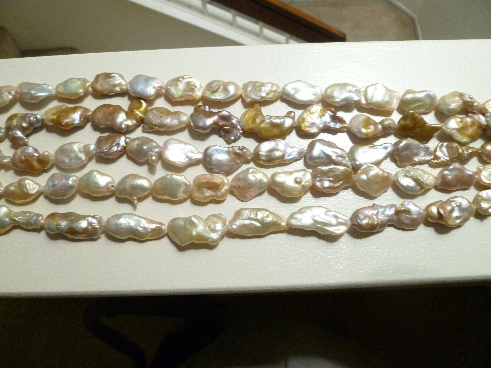 AA Very Big 17 Pearls per 15.5" Strand 20-30mm Size, White baroque pearl 