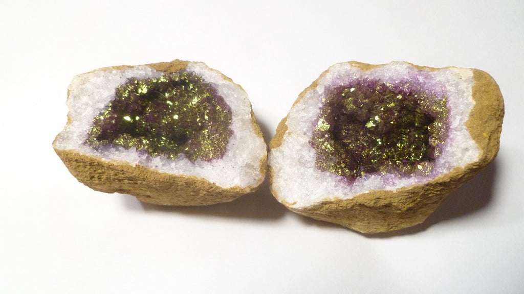 Purple GREEN GEODE DRUZY Both Halves AMAZING Colors