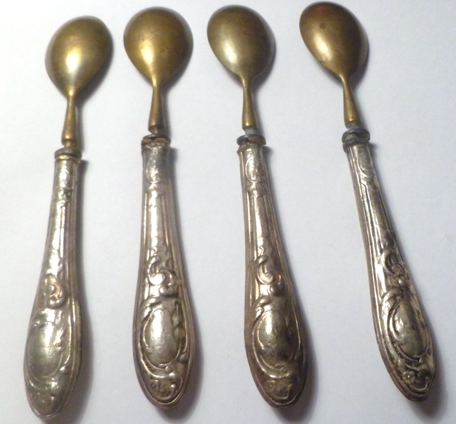 Antique German 800 Silver Spoons Gold Washed 3.8 grams