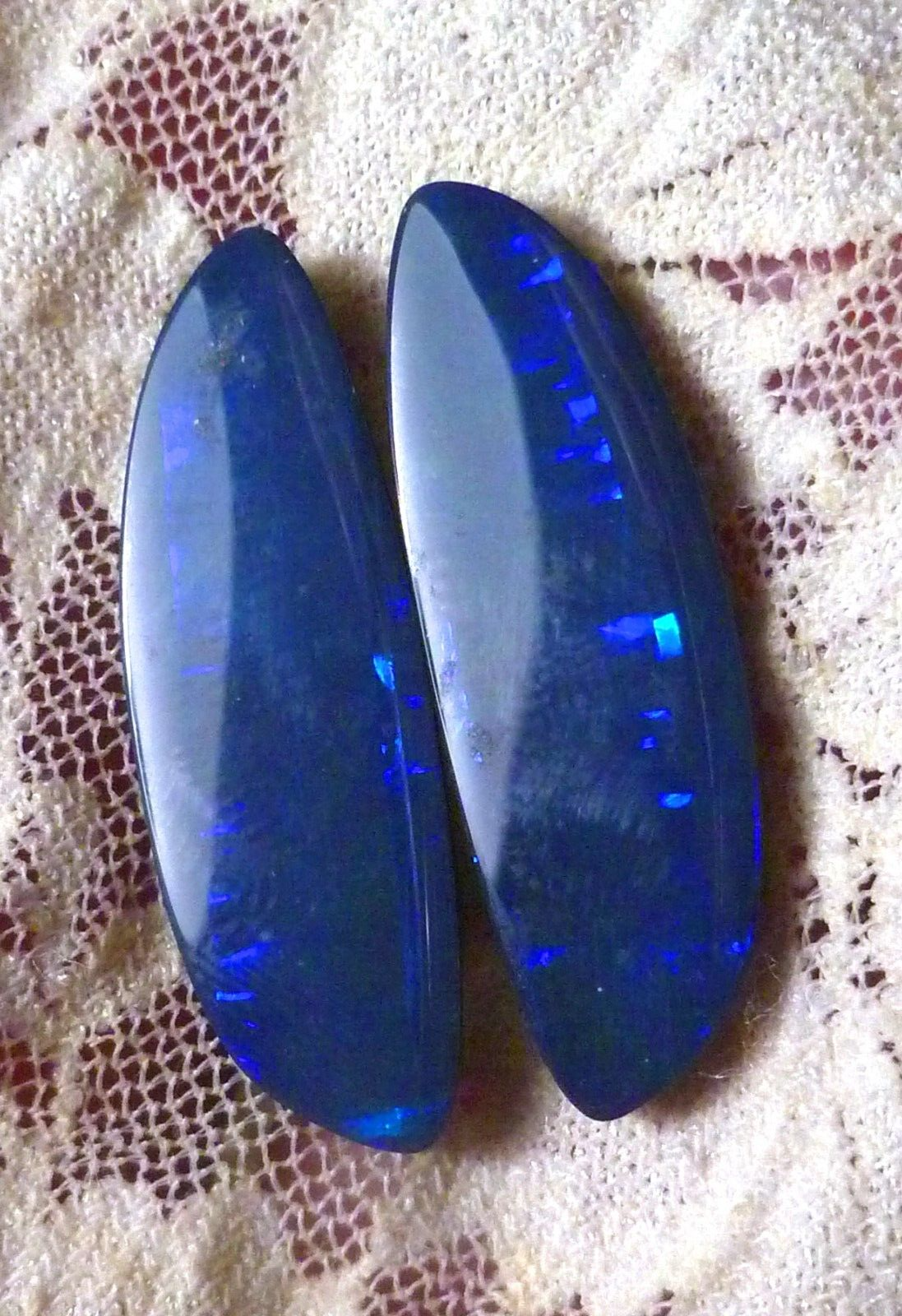 Australian BLACK Boulder Opal Pair 4Earrings 19.75ct Queensland Natural 33x11mm