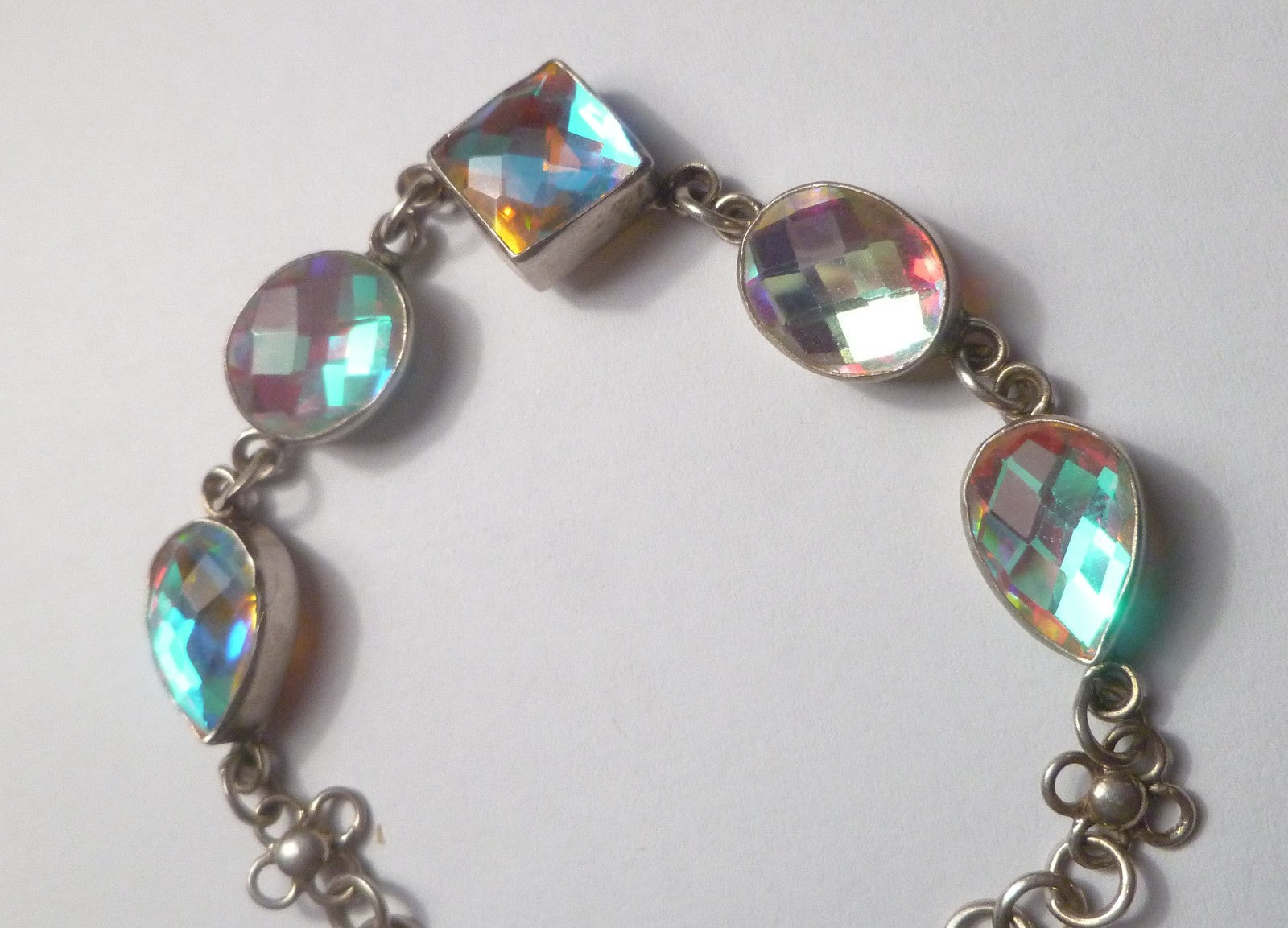 Minimalist BLUE TOPAZ bracelet Sterling Silver 925 7" inside