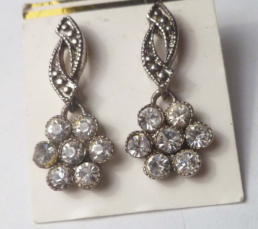 Vintage Crystal Sparkling Earrings Bright Jewelry