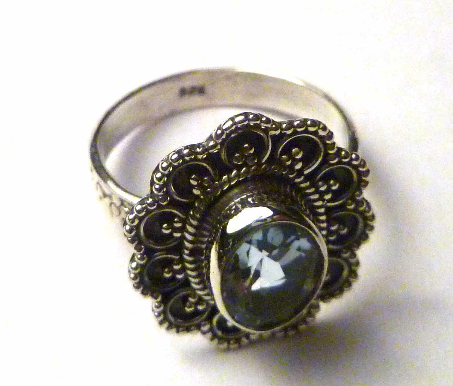 1.79 Ct Oval Sky Blue Topaz 925 Sterling Silver Ring Size 8
