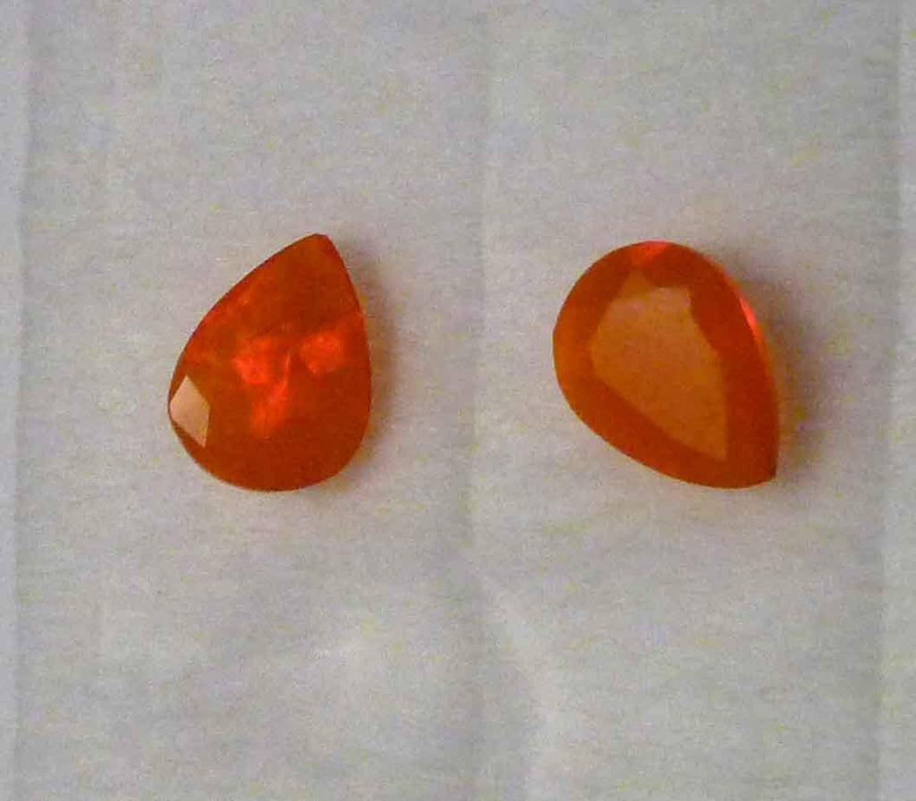 Pair 8x6mm Firey Sunset Opal Gemstone Faceted Ethiopian Ethiopia 1.03cts