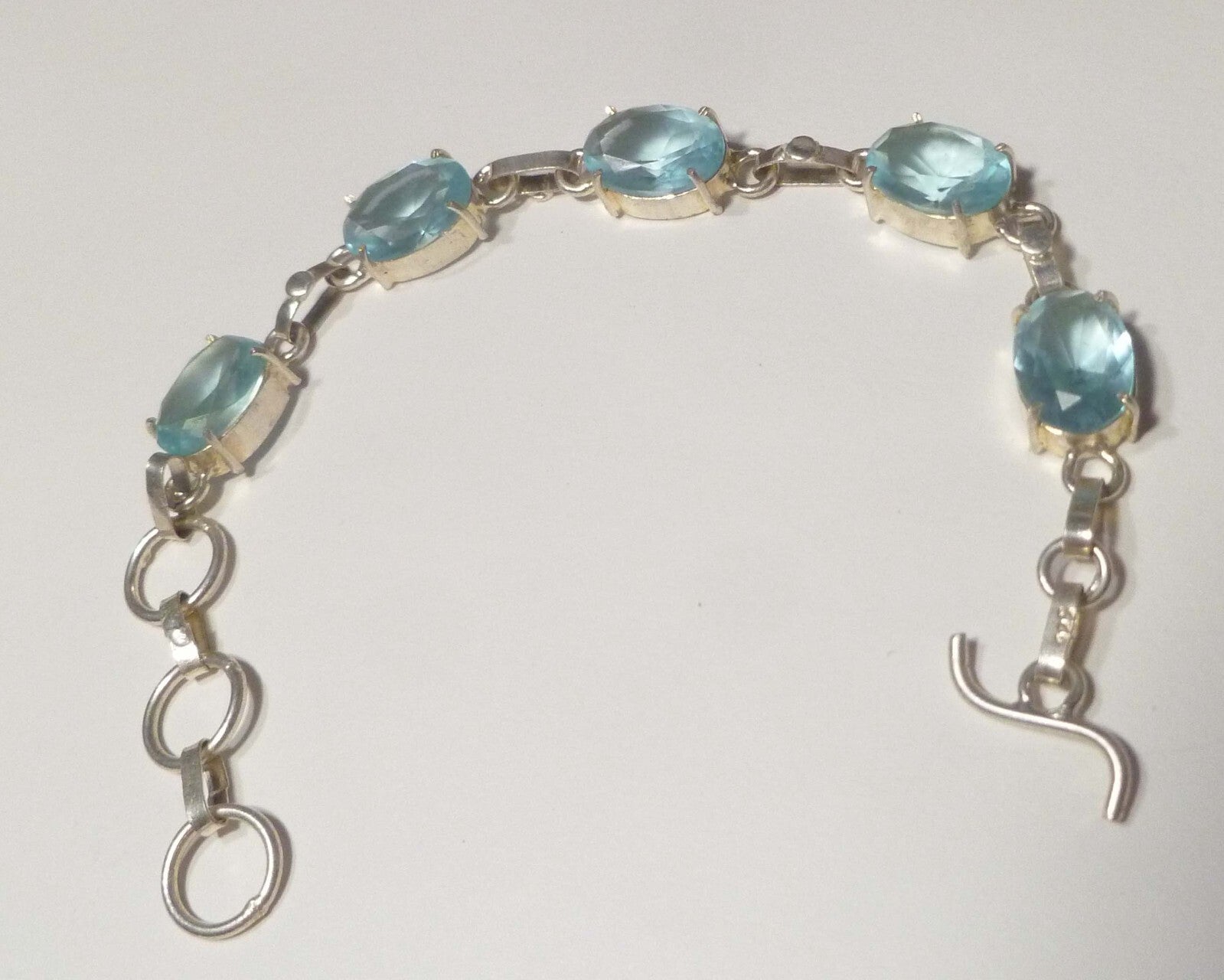 Minimalist BLUE TOPAZ bracelet Sterling Silver 925 7" inside