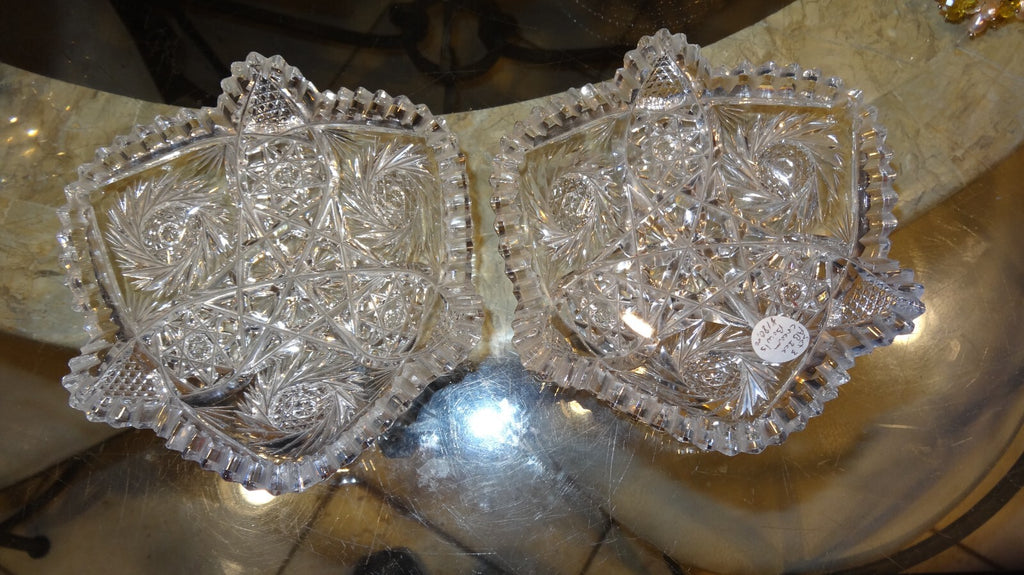 Pair of 6" American Brilliant ABP Cut Glass Antique Bowls