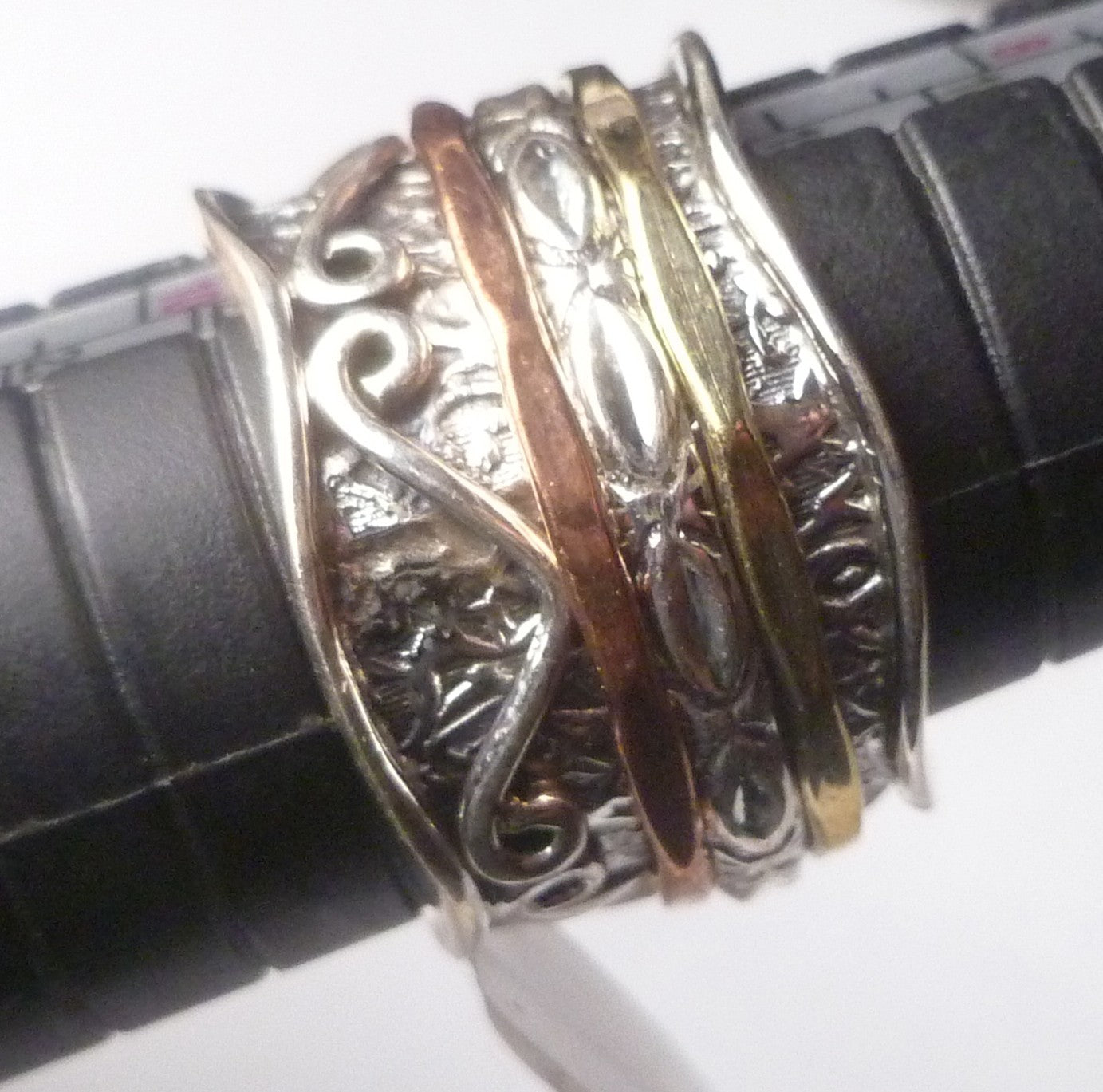 15mm wide Band Spinner Ring 925 Sterling Silver s9