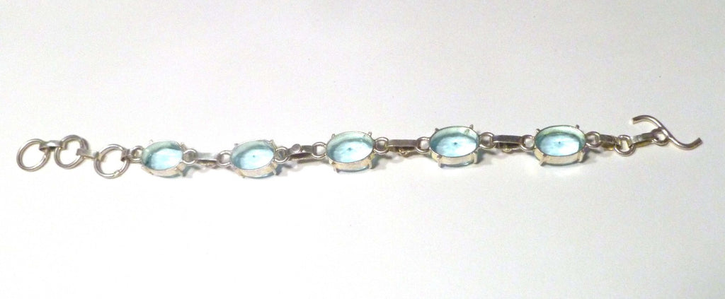 Minimalist BLUE TOPAZ bracelet Sterling Silver 925 7" inside